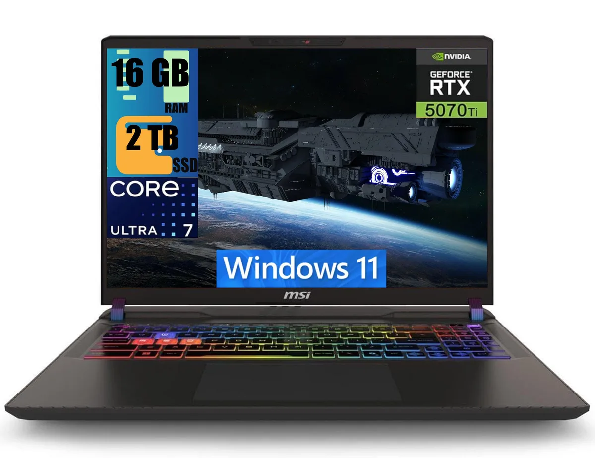 MSI MSI Vector 16 HX AI Ultra 7 255HX RTX 5070 Ti 12GB 16GB 2TB gaming laptop — product photo