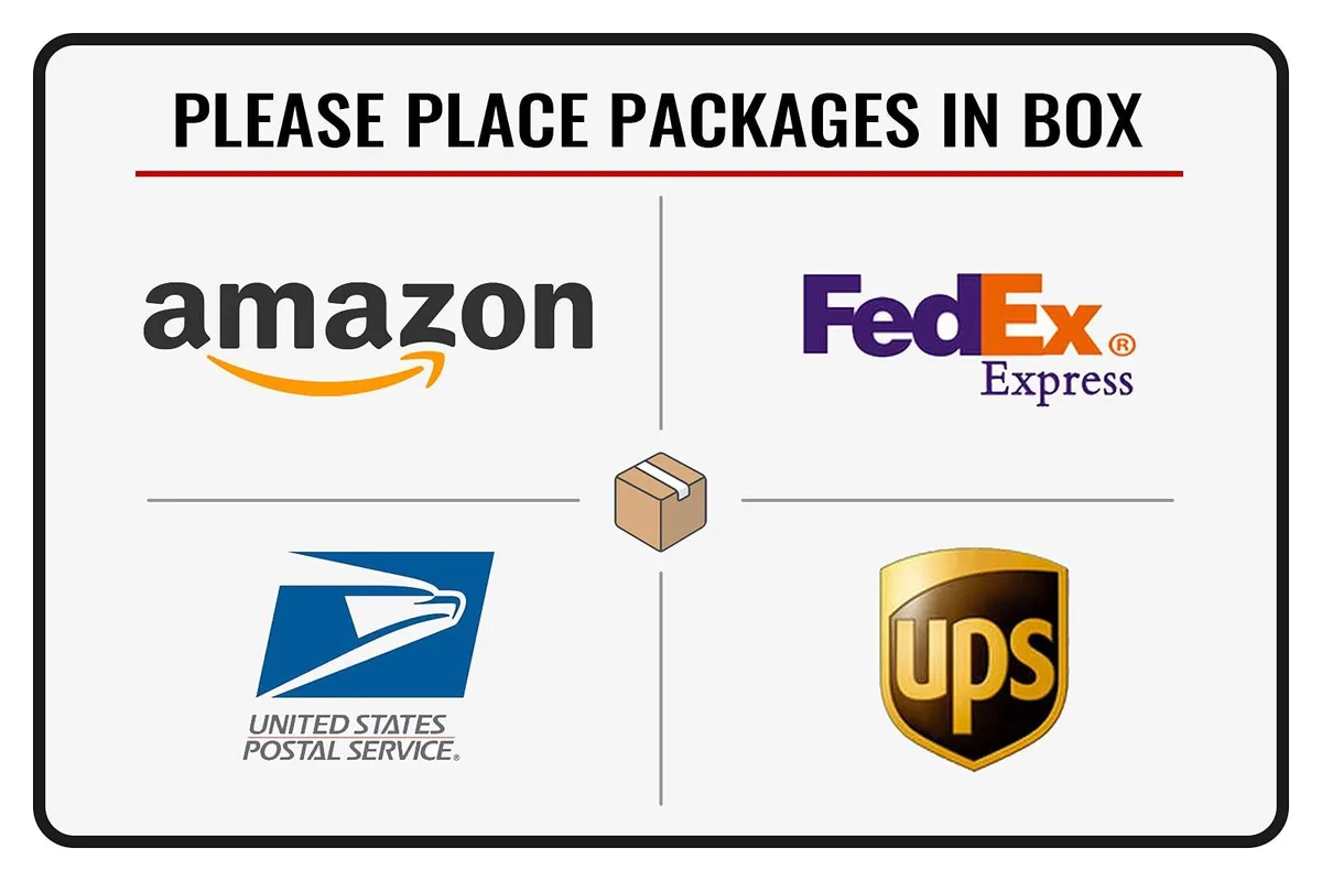 Nestle 202109 Aluminum Sign 12 x 8 Inch 025-Please Place Packages in Box — product photo