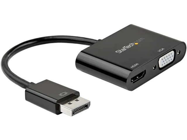 STARTECH STARTECH DP2VGAHD20 audio video converter DisplayPort to HDMI VGA 4K 60Hz 1080p 60Hz 8.6in — product photo
