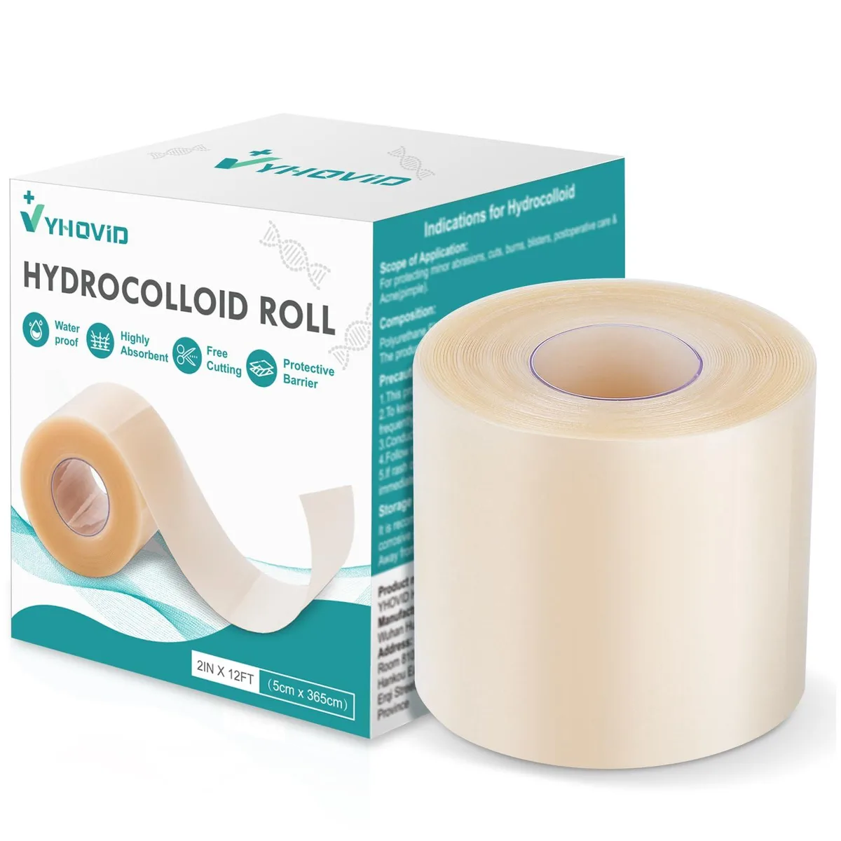 Transparent hydrocolloid roll on white backing paper, 2 inches wide, new condition