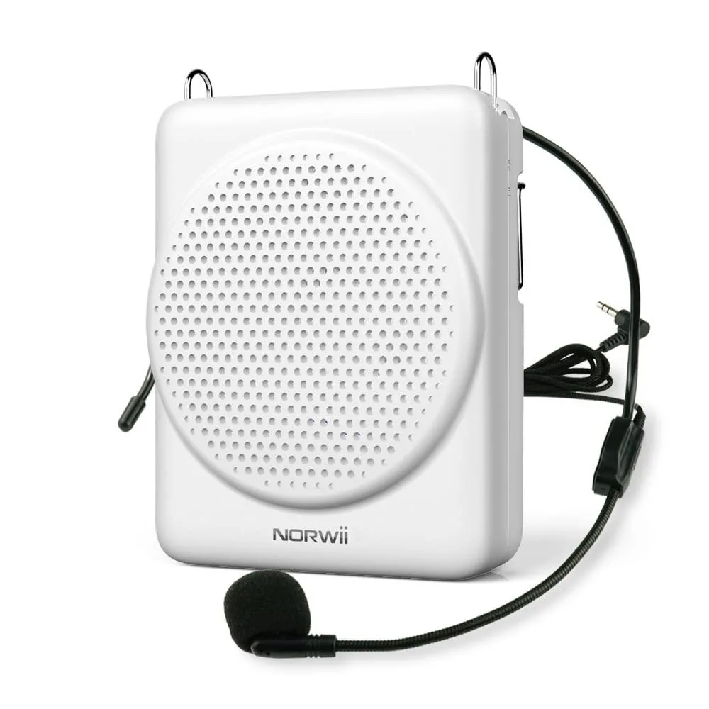 White Norwii S368 headset mic with waist clip and Type-C port