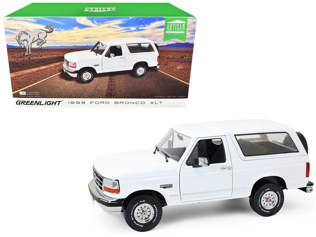 GREENLIGHT GREENLIGHT 1993 Ford Bronco XLT Oxford White Artisan Collection 1/18 Diecast — product photo
