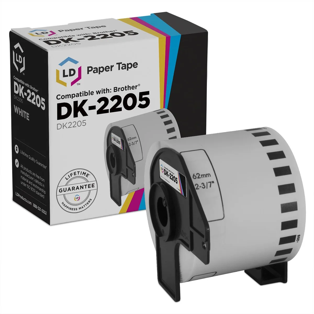 LD Products LD Products Compatible Brother DK-2205 White Label Tape 2.4 in x 100 ft — product photo