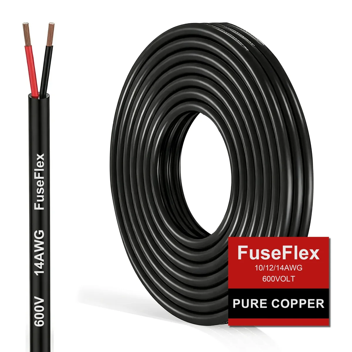  14 AWG 2 Conductor Pure Copper Electrical Wire 25FT 7.5M — product photo
