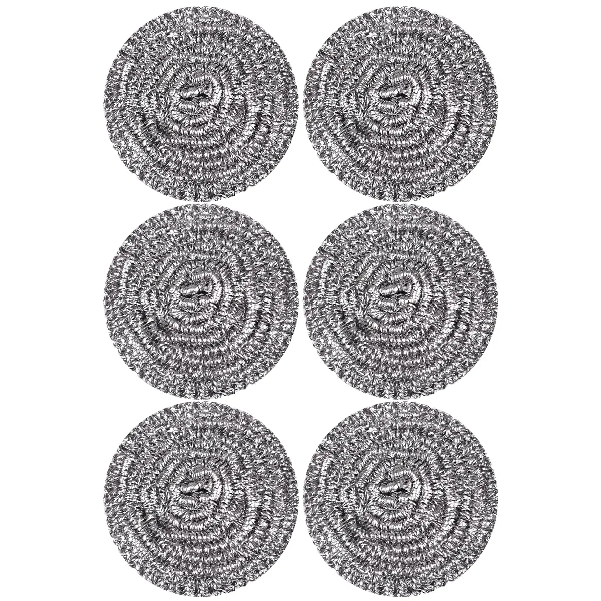 Pack of six silver stainless steel scrubber balls