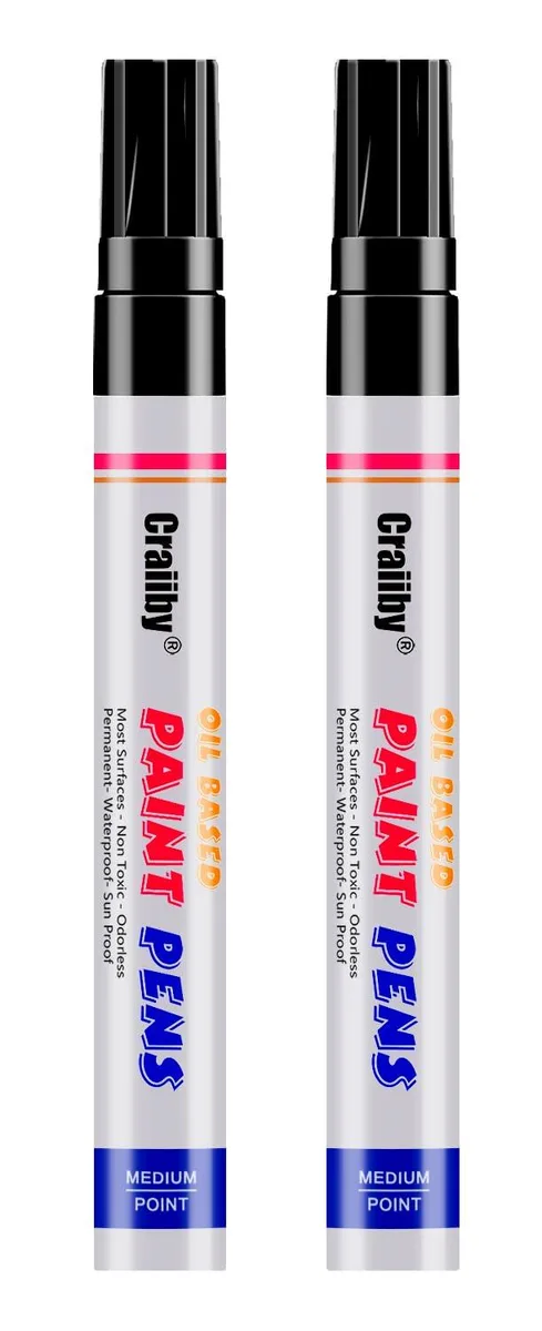 Black Paint Markers 2 Pack Oil-Based Waterproof Permanent Pen Set — product photo