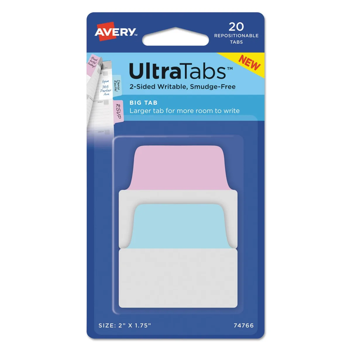Avery Avery AVE74767 Ultra Tabs repositionable accessory 24 pack 2.5 x 1 neon assorted — product photo