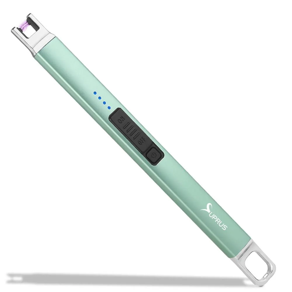 Green aluminum arc lighter, 7.48" long, .6" wide, .4" thick