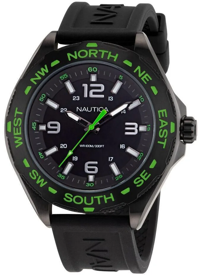 Nautica Nautica Clearwater Beach 48mm Black Silicone Watch — product photo