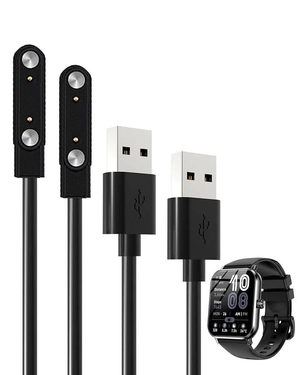ETEIZU ETEIZU TG38 Smart Watch Charger Cable 2 Pack Black — product photo