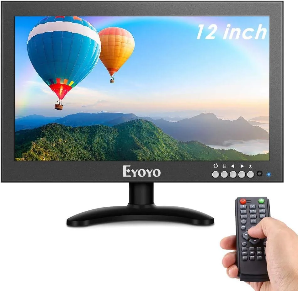 Eyoyo Eyoyo 12 inch 1366x768 IPS Metal Monitor with Bracket Remote — product photo