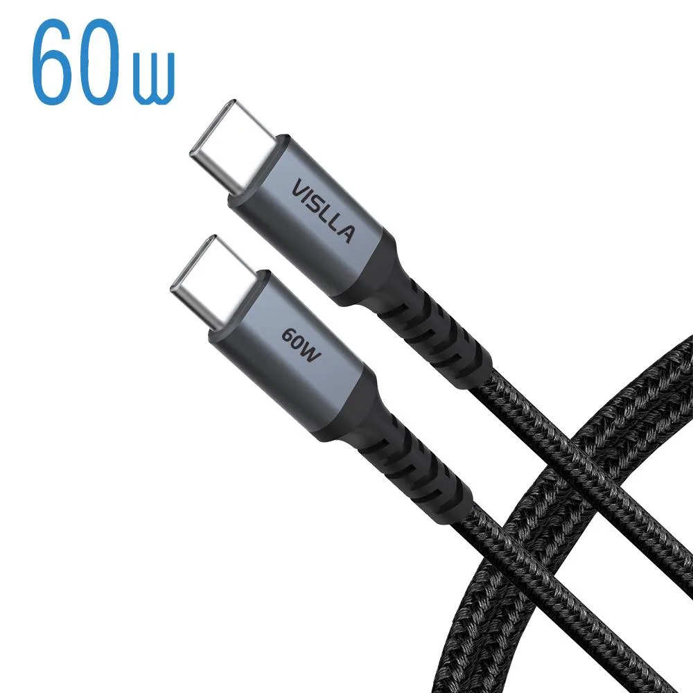 VISLLA VISLLA USB-C to USB-C Cable 60W 3.3ft PD 3.0 QC 4.0 3A Black — product photo