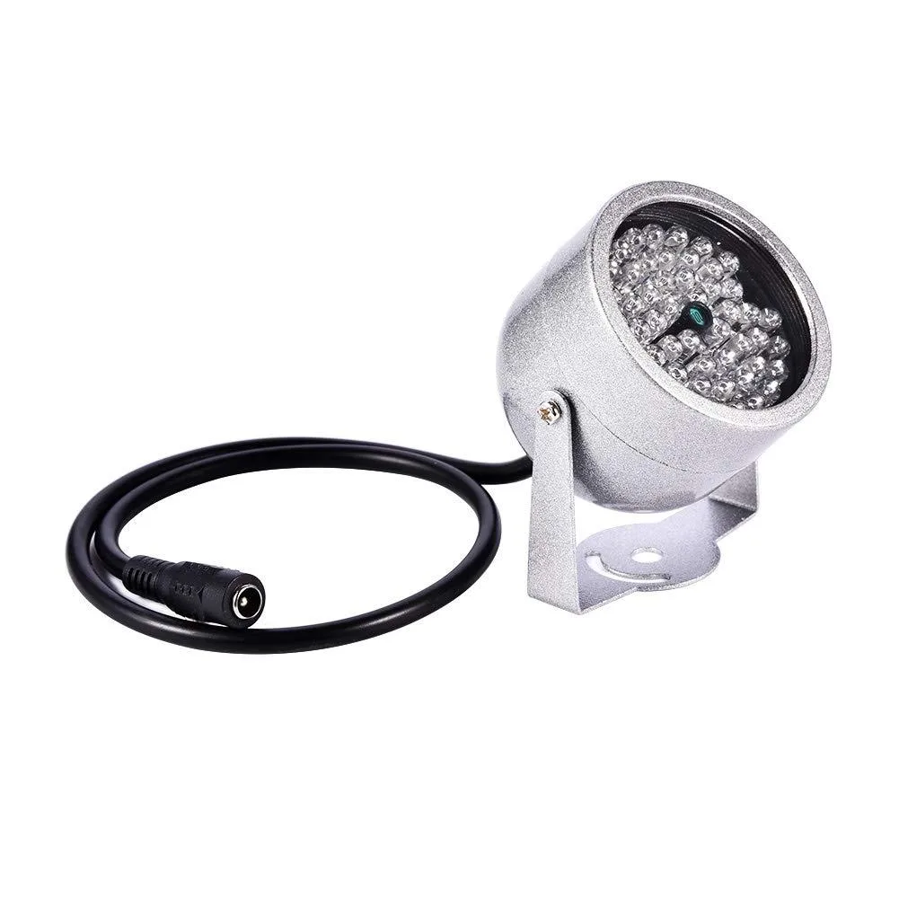 Silver rectangular aluminum IR illuminator with 48 LEDs IP65 housing