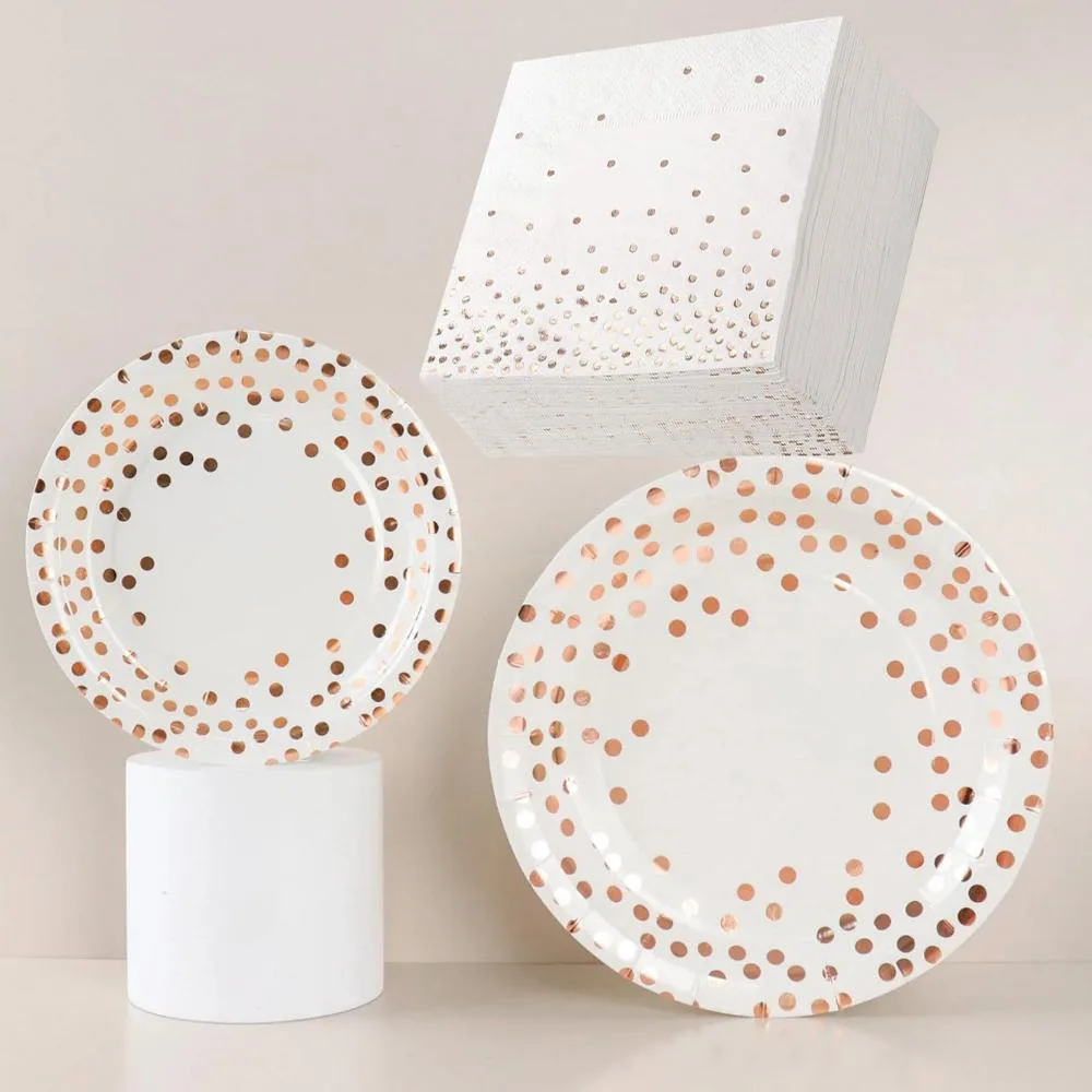 Altatac Altatac Rose Gold Dot Dinnerware Set 150 PCS Party Supply — product photo