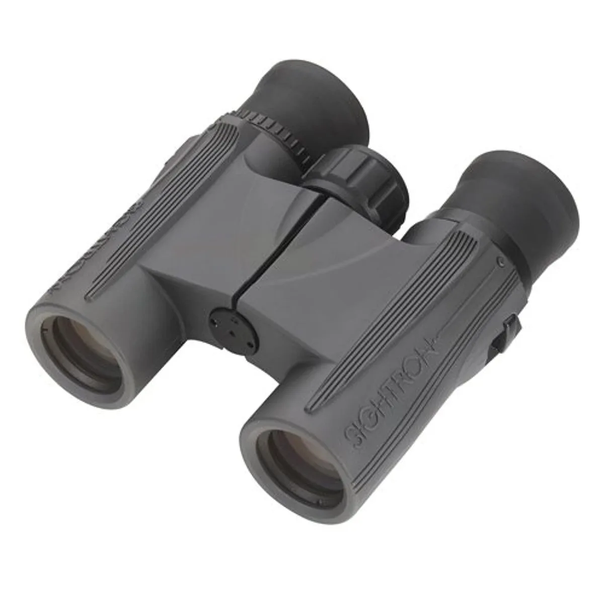 Compact black roof-prism binoculars with multi-coated lenses, 8x25, 7.9-degree view, ranging reticle