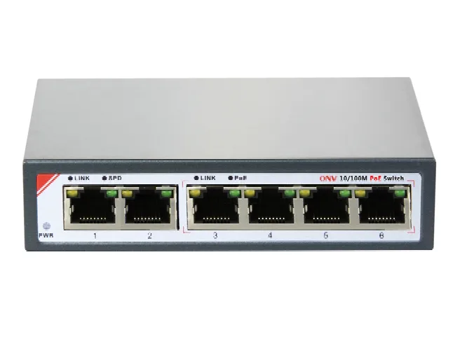 Optical Network Video Technologies Optical Network Video Technologies S-ONV-POE31064P 4+2 port 10/100 PoE network switch — product photo