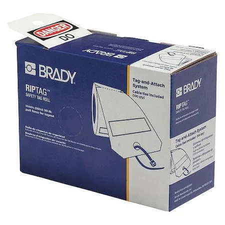 White polyester inspection tag with printed text and tie holes