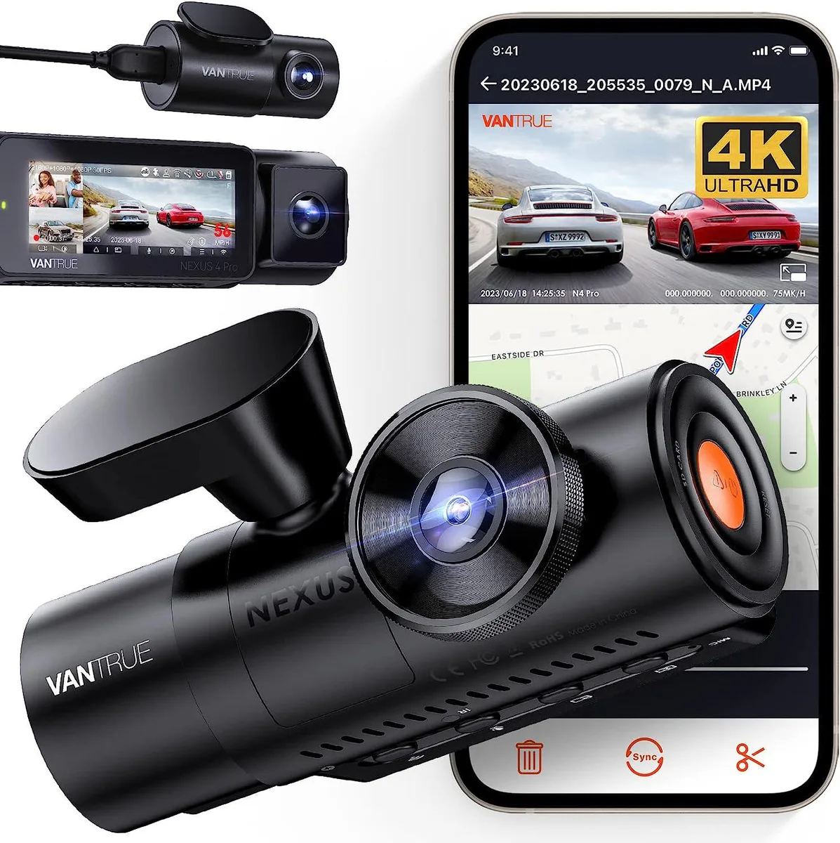Vantrue Vantrue N4 Pro 3CH 4K+1080P+1080P STARVIS 2 IMX678 onboard camera system — product photo