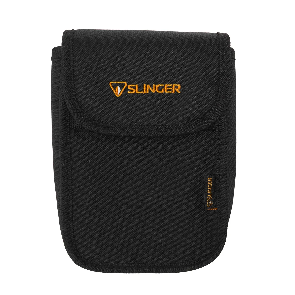 Black padded filter pouch with belt loops and strap attachment system