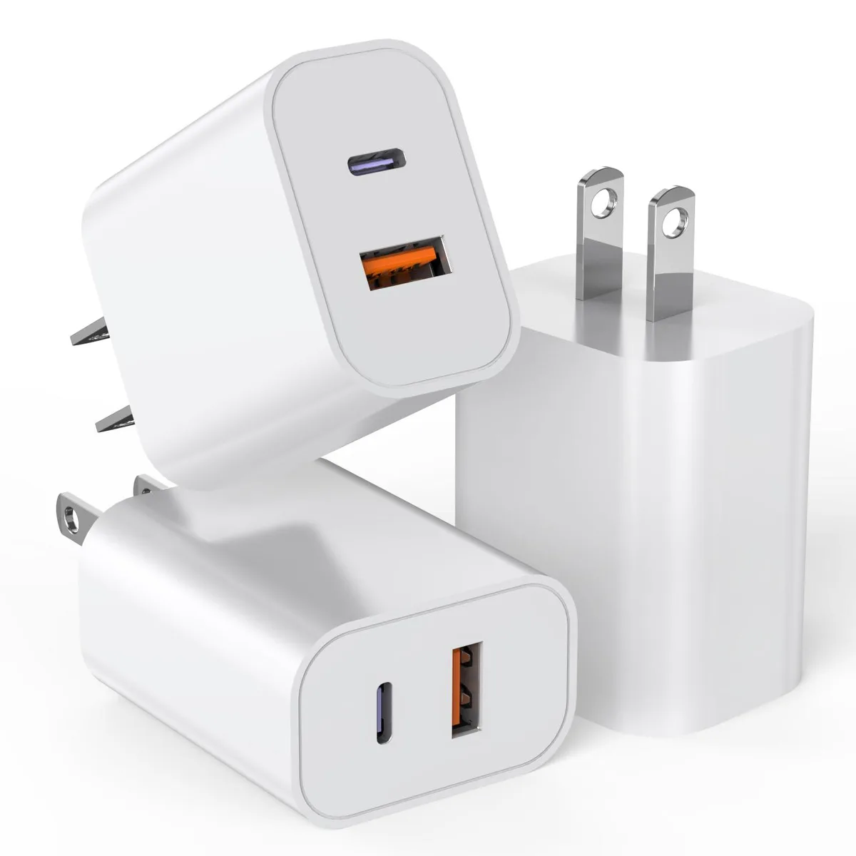  DelTucci TE2107H 3-pack 20W USB-C wall charger, white — product photo