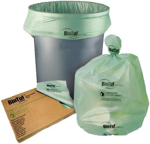 Heritage Heritage Y8448YER01 Biotuf Compostable Can Liners 48 gal 1 mil 48 x 42 grounds maintenance — product photo