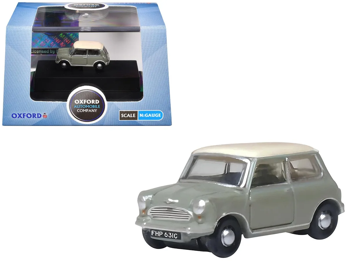 Oxford Diecast Oxford Diecast Mini Classic Tweed Gray Cream Top 1/148 Scale Diecast Car .75 inch — product photo