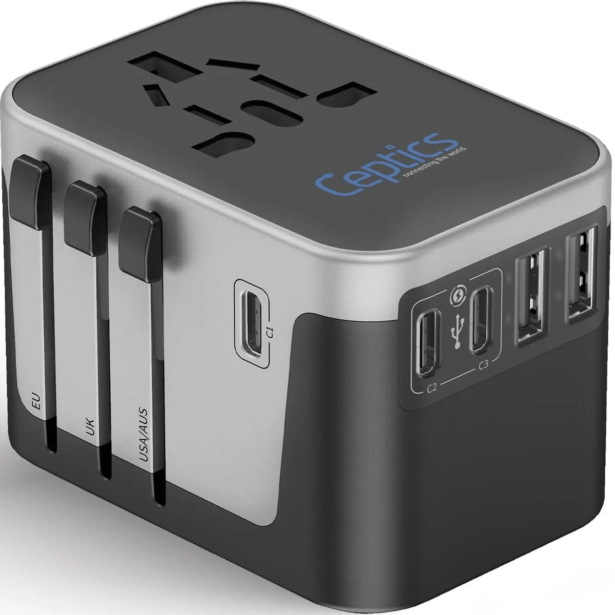 Ceptics UP-30KU-BL 30W universal travel adapter 6 in 1 — product photo