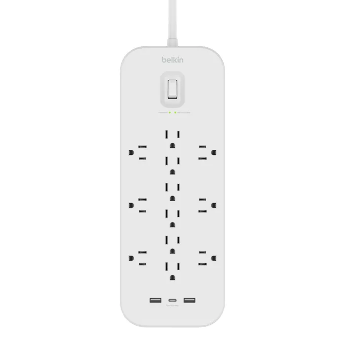 Belkin Belkin SRA007P12TT6 12-outlet surge protector USB-C USB-A 6 ft 4000 J — product photo