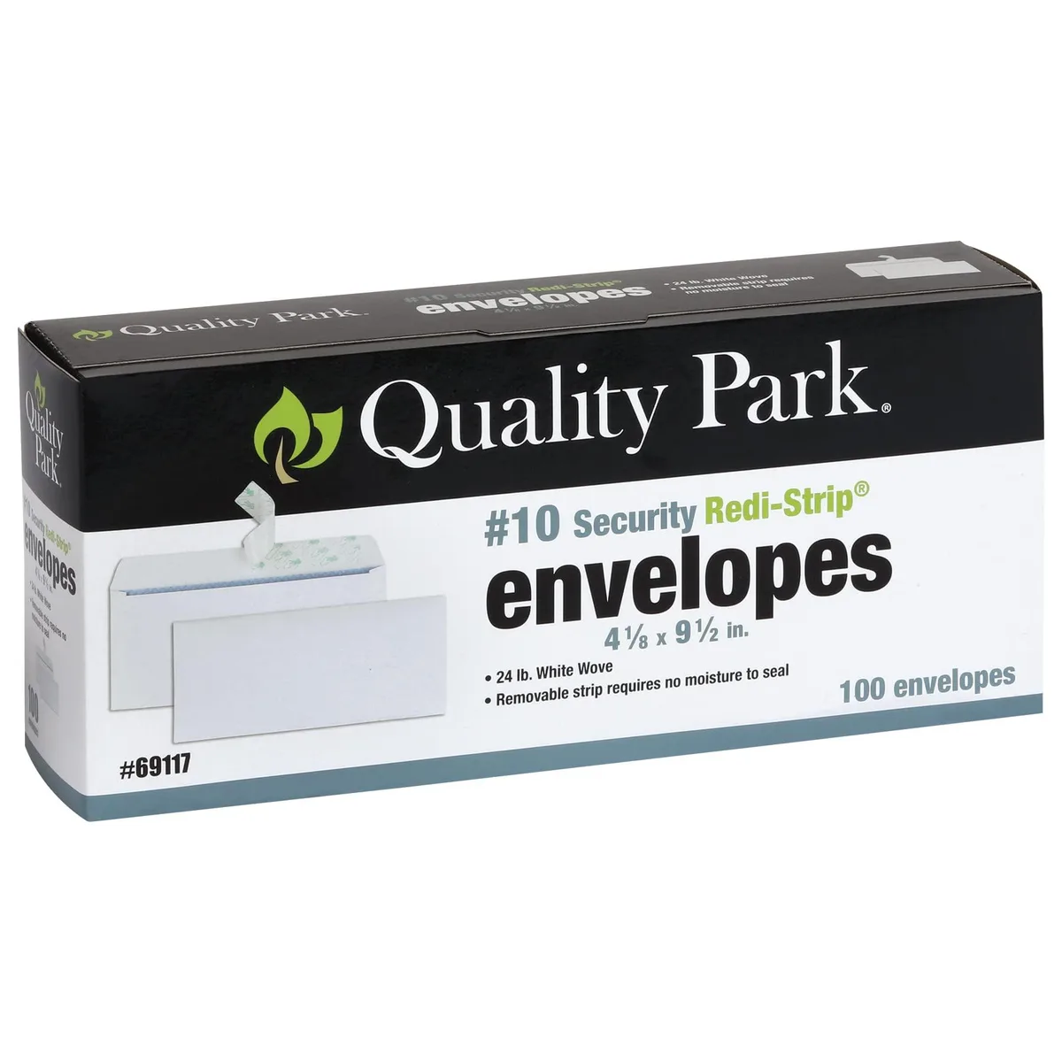 Box of 100 white #10 security envelopes with self-seal closure