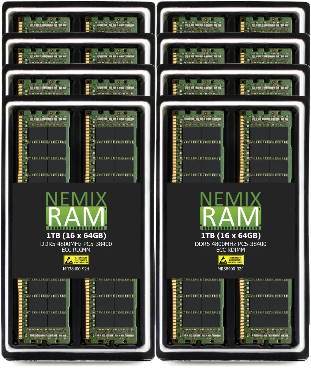NEMIX RAM NEMIX RAM RS700-E11-RS4U 1TB (16x64GB) DDR5 4800 CL40 ECC RDIMM memory upgrade — product photo