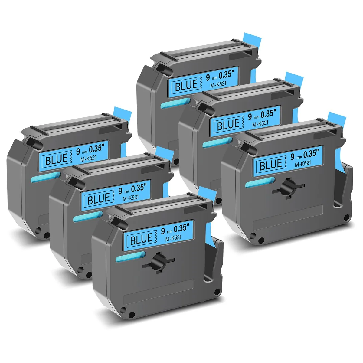 GREENCYCLE GREENCYCLE MK-521 9mm Black on Blue Label Tape 6 Pack — product photo