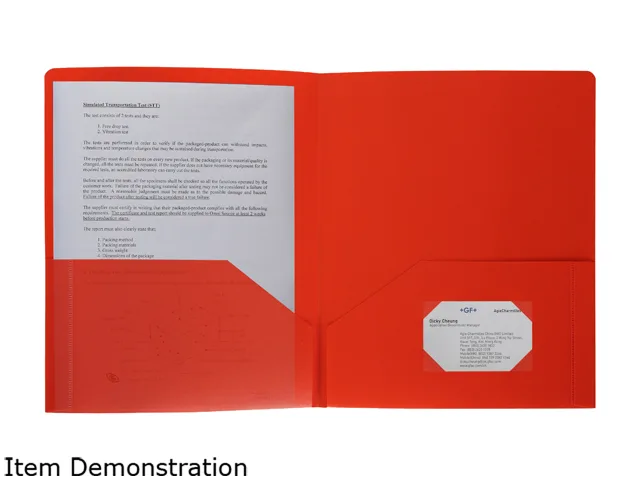 Business Source Business Source 20881 Poly Portfolio 2 Pocket LTR .3mil Red — product photo