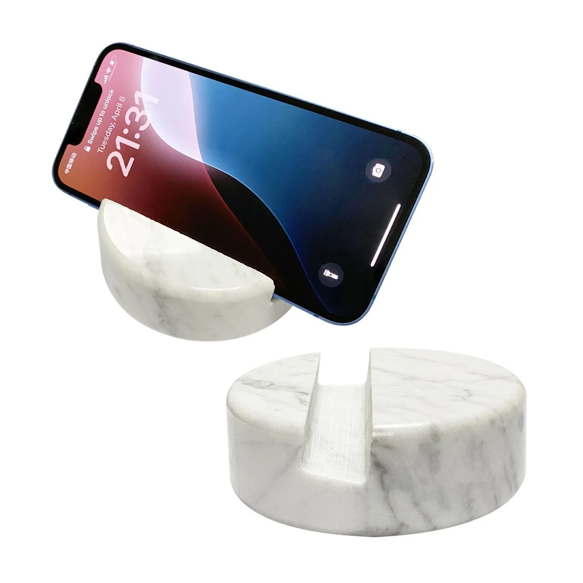 White Marble Phone Stand — product photo