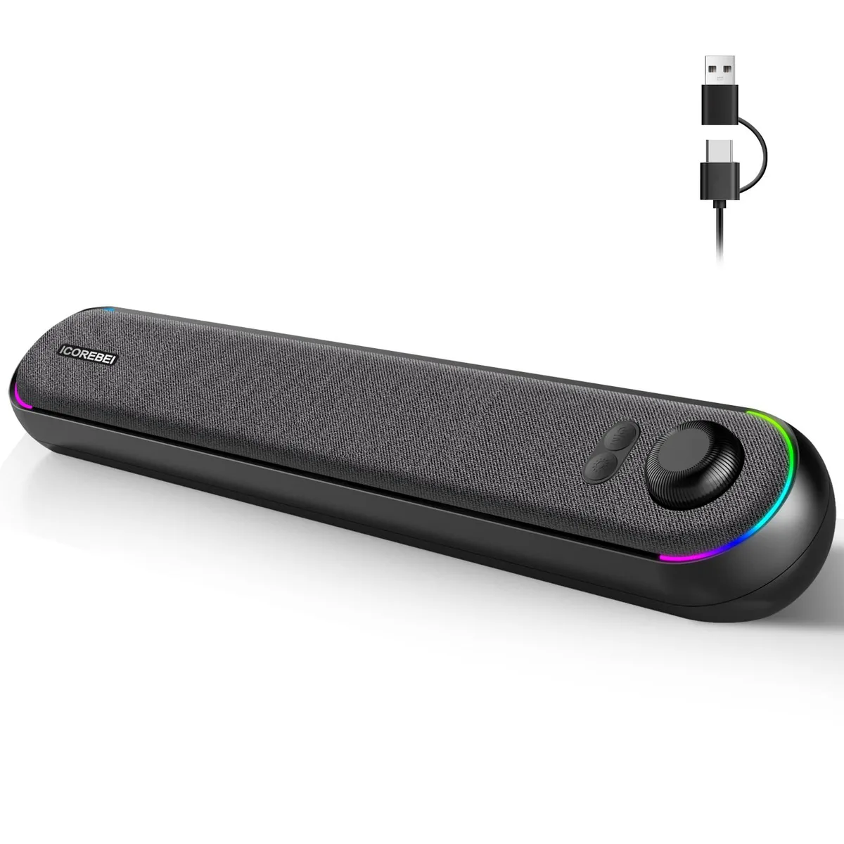  ICOREBEI S2818 Soundbar Speaker 6W Bluetooth 5.3 USB-C RGB Black — product photo