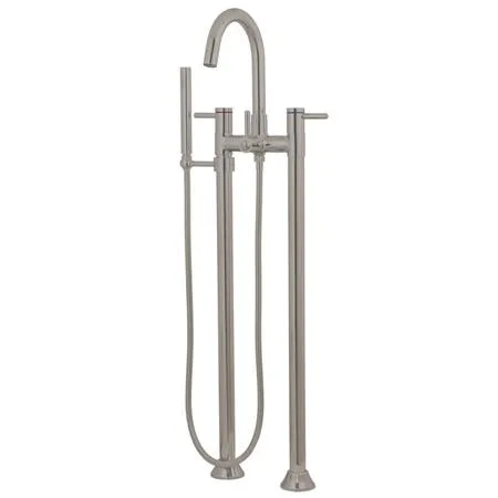 KINGSTON BRASS KINGSTON BRASS KS8358DL Concord Floor Mount Tub Filler with Hand Shower Satin Nickel — product photo