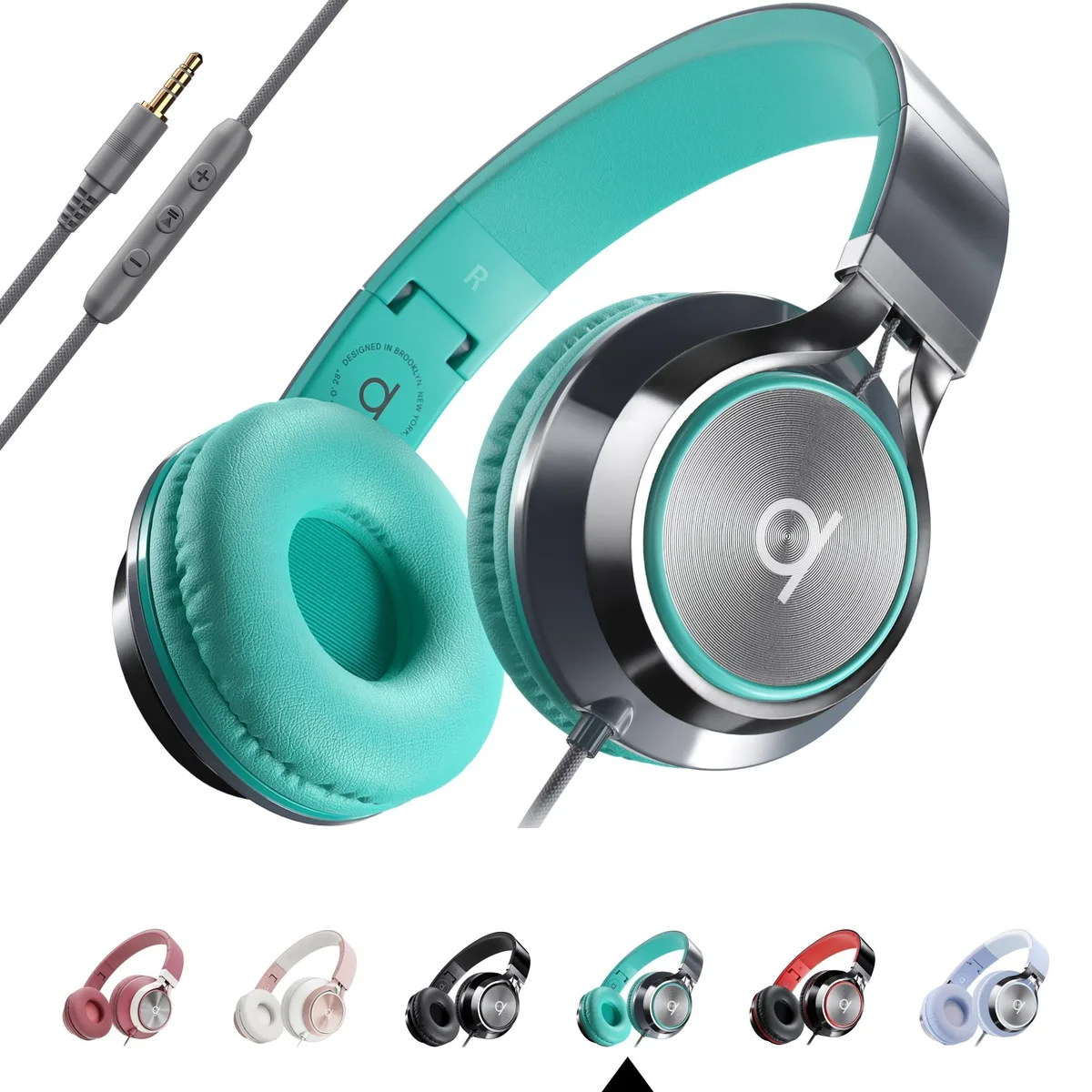 MATIX CL750 Wired On-Ear Headphones Turquoise Blue 40mm 3.5mm — product photo