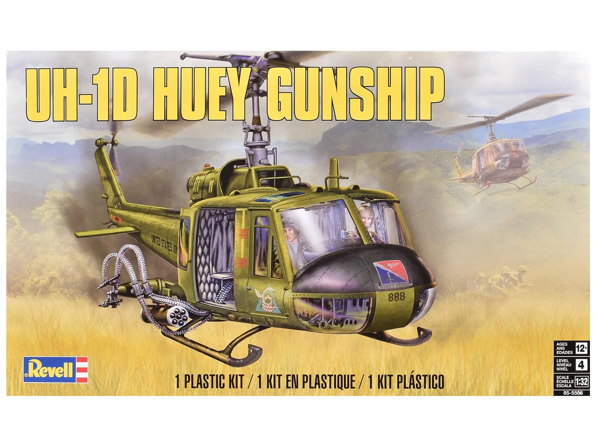 Revell Revell Bell UH-1D Iroquois "Huey" Gunship 1/32 Scale Model Kit 139 Parts — product photo