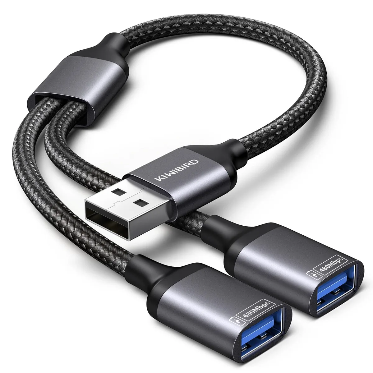 No Sew No Sew HBA-041G USB Type A Splitter 1 in 2 Out Grey 480 Mbps 1.5A 296mm — product photo