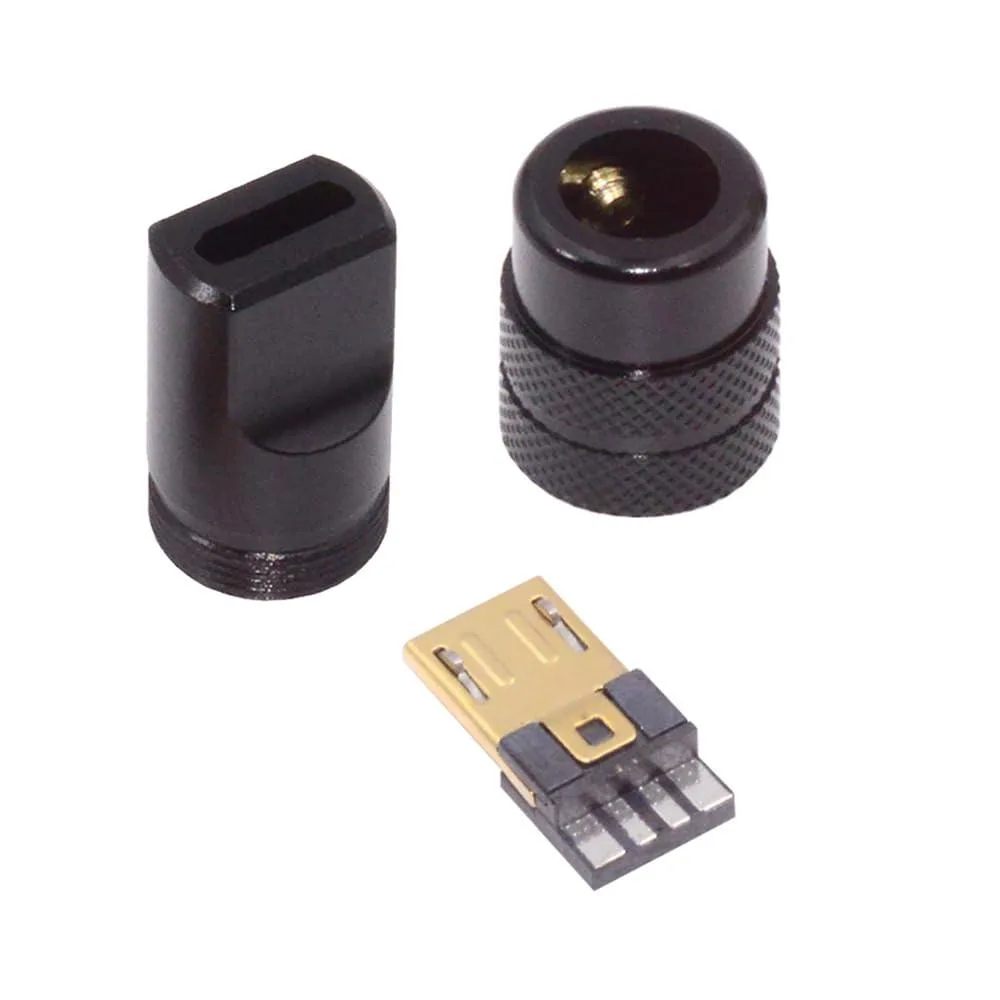 Fervit Fervit 5Pin Micro USB 2.0 Male Solder Connector Aluminum Shell Black 4.0-6.0mm — product photo