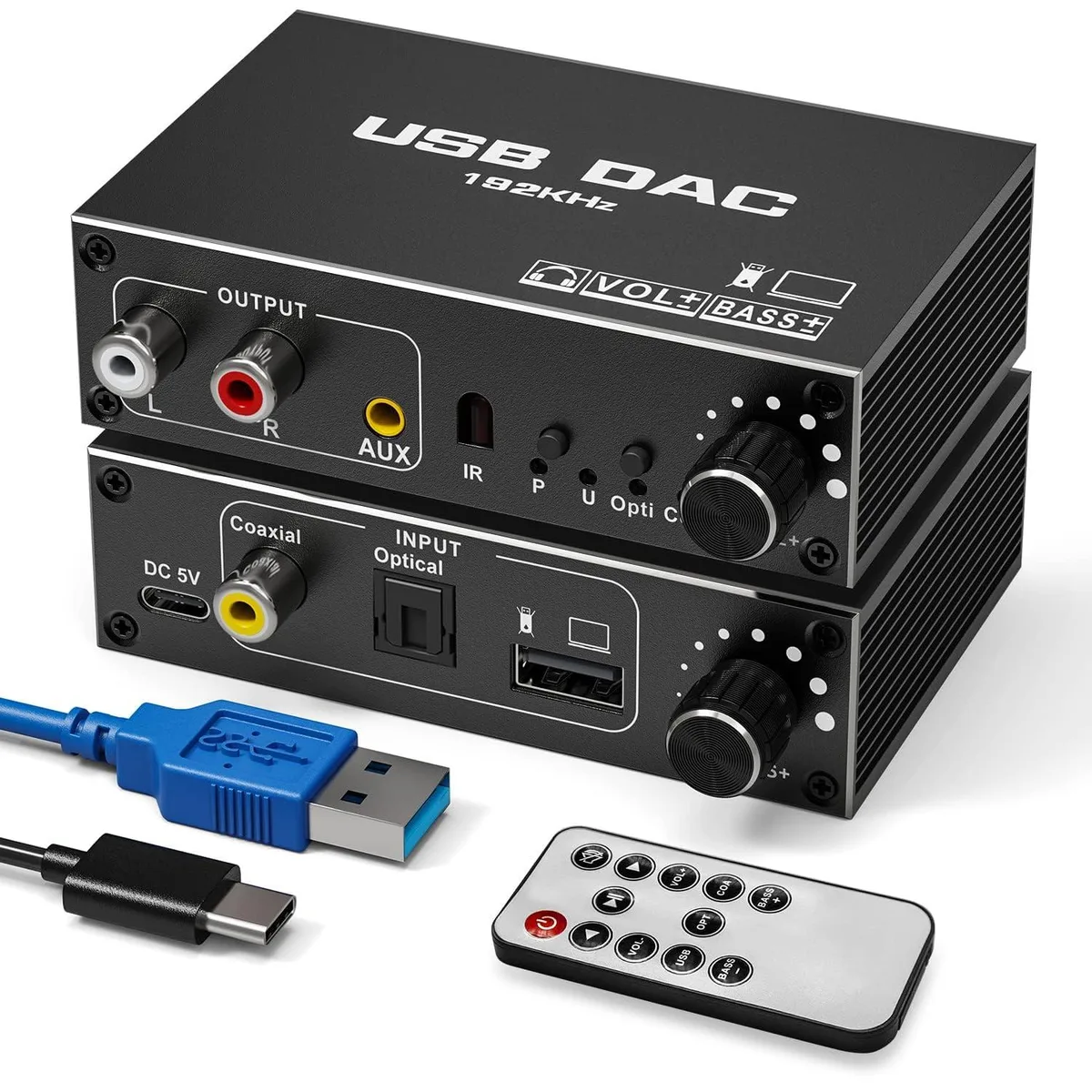WRIARICH WRIARICH AV-238-BK USB DAC Audio Adapter 192kHz 24-bit Remote — product photo