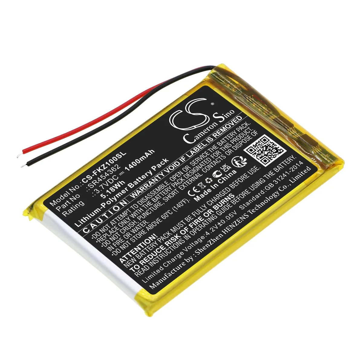  Cameron Sino 1400mAh 5.18Wh Battery for FA Z10 NEO 620 640 SR454362 — product photo