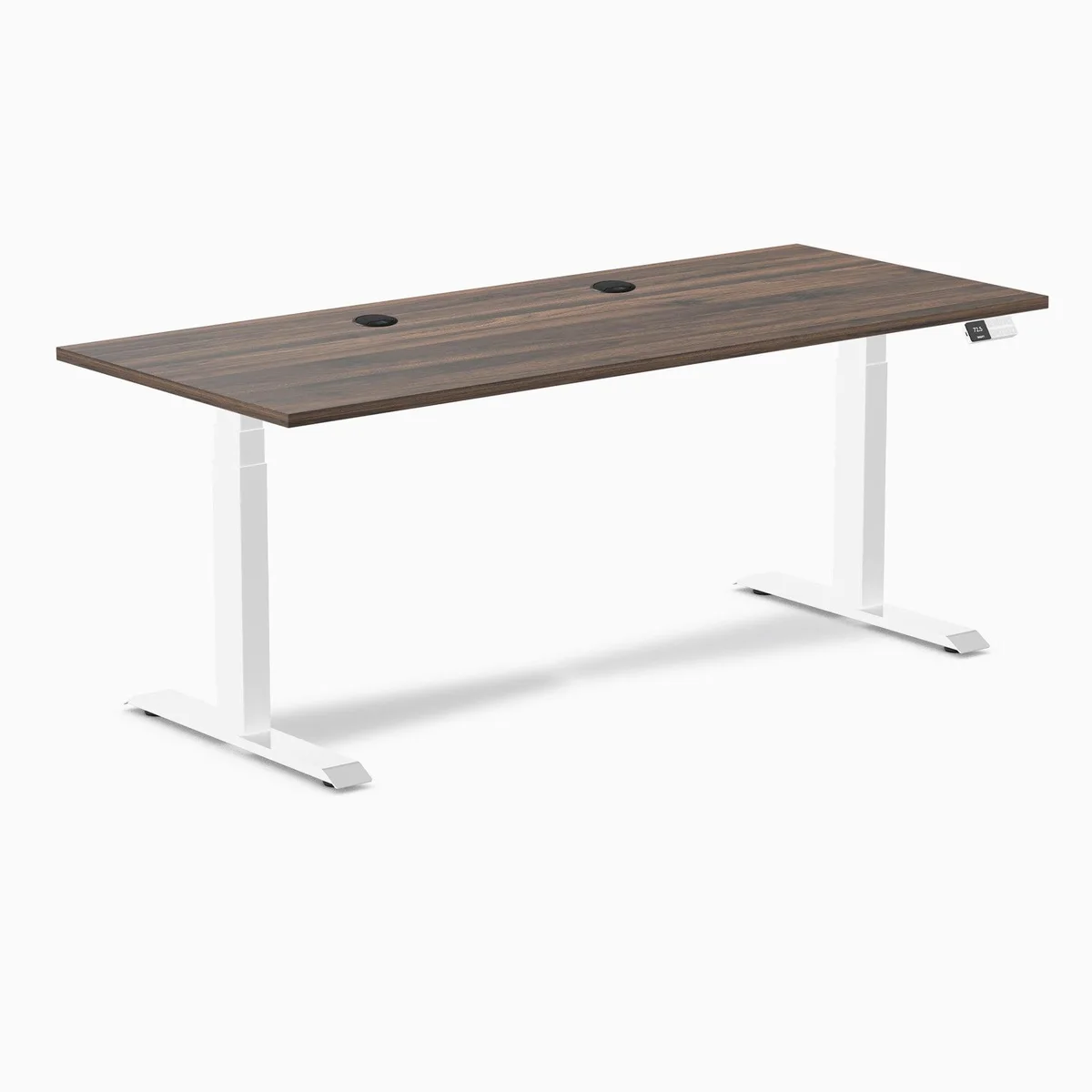 Desky Desky Dual Laminate Sit Stand Desk Jarrah Legno White 70.9 x 29.5 in — product photo