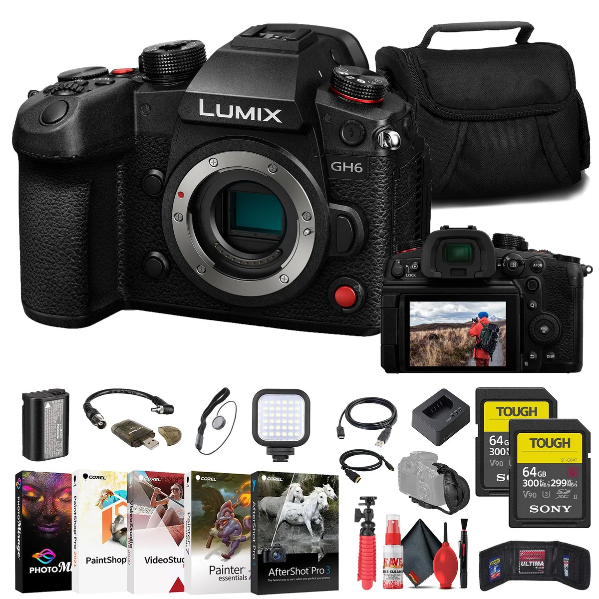 Panasonic Panasonic Lumix GH6 Camera Kit with 2 x Sony 64GB TOUGH SD Card — product photo