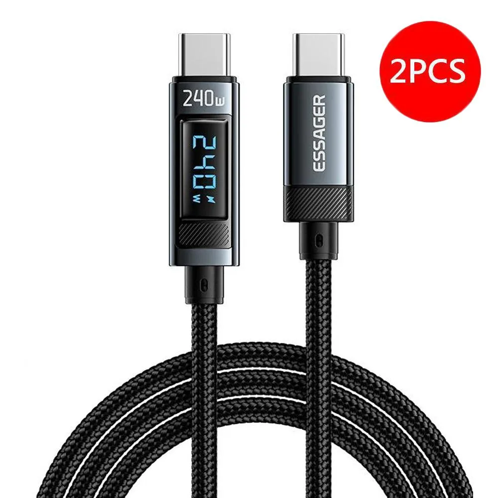 LUOM LUOM Essager HC240W USB-C cable 240W LED display 3.3ft 2-pack — product photo