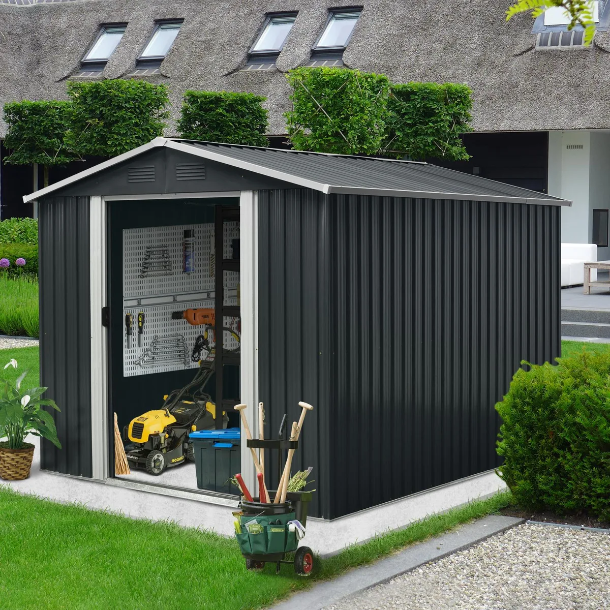 tuphen tuphen 10ft Black Iron Trellis with Metal Foundation — product photo
