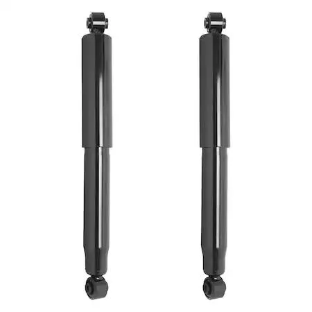 Two silver rear shock absorbers in a cardboard box