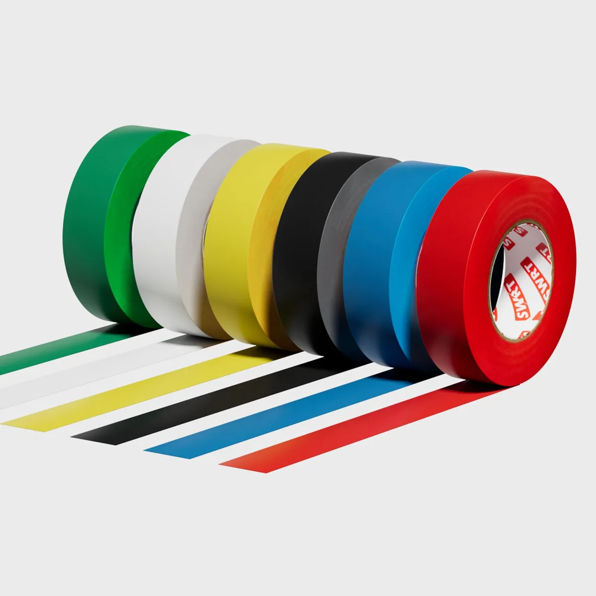 Six rolls of coloured PVC electrical tape in a multicolour pack