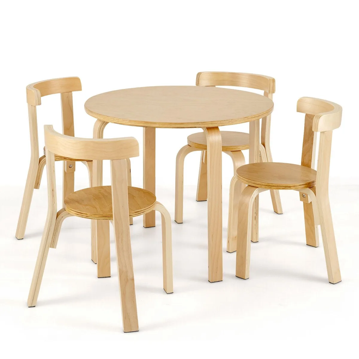 SlickBlue SlickBlue 5-Piece Kids Wooden Table &amp; Chair Set Natural — product photo