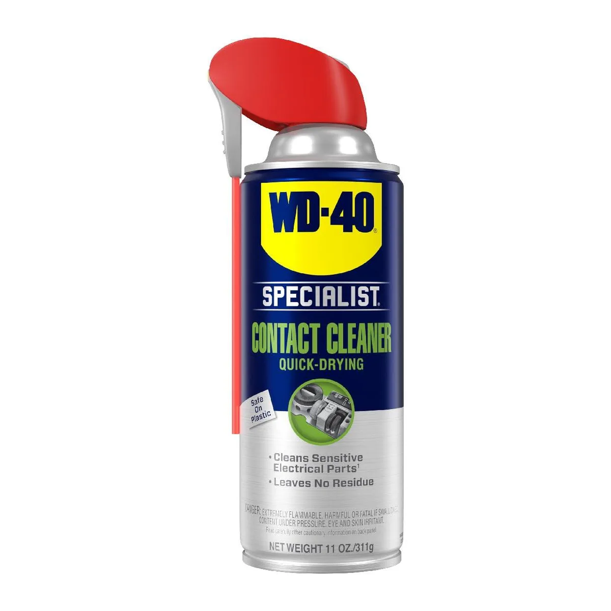 White 11 oz spray can with red cap and smart straw attached