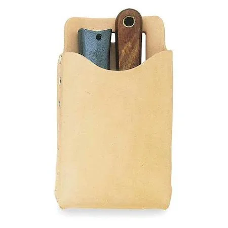 Tan leather tool pouch with single pocket and belt loops